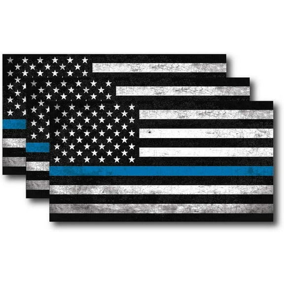 3 I Support Police Officer Thin Blue Line American Flag Decal Sticker Window Car