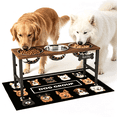 thumbnail image 1 of 3 IN 1 Adjustable Height Elevated Dog Bowl Stand, Wooden Raised Dog Bowls with Three 58oz Stainless Steel Bowls & Mat for Small to Large Dog Breeds, 1 of 7