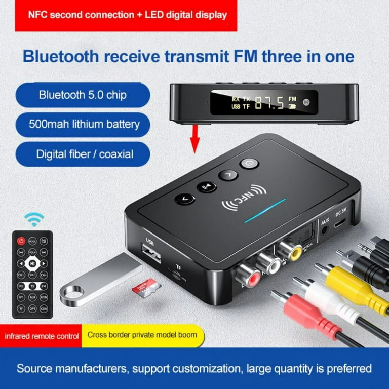 Bluetooth 5.0 EmpfäNger Sender FM Stereo AUX 3,5 Mm Klinke RCA Wireless NFC  BlA9