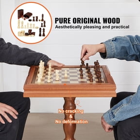 3-IN-1 Chess Checkers Backgammon Table Set,18"Premium Wooden Chess Table,Deluxe Combo Game Table Furniture Set,Chess Set Board Game Gift for Family Board Games