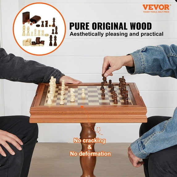 3-IN-1 Chess Checkers Backgammon Table Set,18"Premium Wooden Chess Table,Deluxe Combo Game Table Furniture Set,Chess Set Board Game Gift for Family Board Games