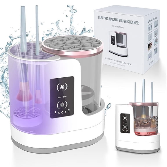 3-IN-1 Electric Makeup Brush Cleaner Machine With Makeup Brush Dryer-Holder-Portable Automatic USB Cosmetic Brushes Cleaner Tool
