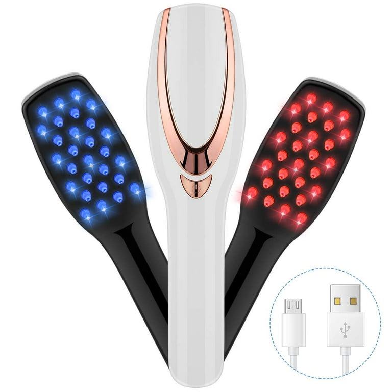 KTS Red Light Therapy 3 in 1 Hair Growth Comb Phototherapy Massage Comb Vibration Infrared Red Blue Light for Anti Hair Loss Hair Brush Head Massager