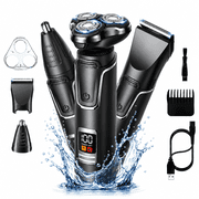3 IN 1 Electric Razor for Men Rechargeable Electric Shavers with Nose Trimmer Sideburns Trimmer,Waterproof Wet/Dry Grooming Kit