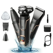 3 IN 1 Electric Razor for Men: Rechargeable Electric Shavers with Nose Trimmer Sideburns Trimmer,Waterproof Wet/Dry Grooming Kit
