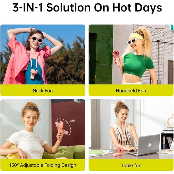 3-IN-1 Handheld Fan Life7 - High-Power Motor, LED Display & Portable Handheld Fan Life9 - Turbo Power High Speed Air [22H Max Cooling Time]