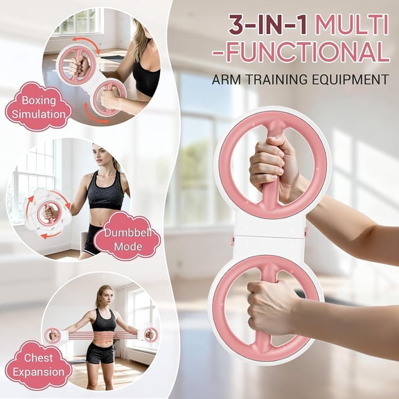 3-IN-1 Multifunctional Rotator Burn Machine - 360 ° Spinning Arm Workout, Dumbbell & Adjustable Chest Expander, Forearm Exercise Equipment, Portable Home Gym with Resistance Band & Weight Stack
