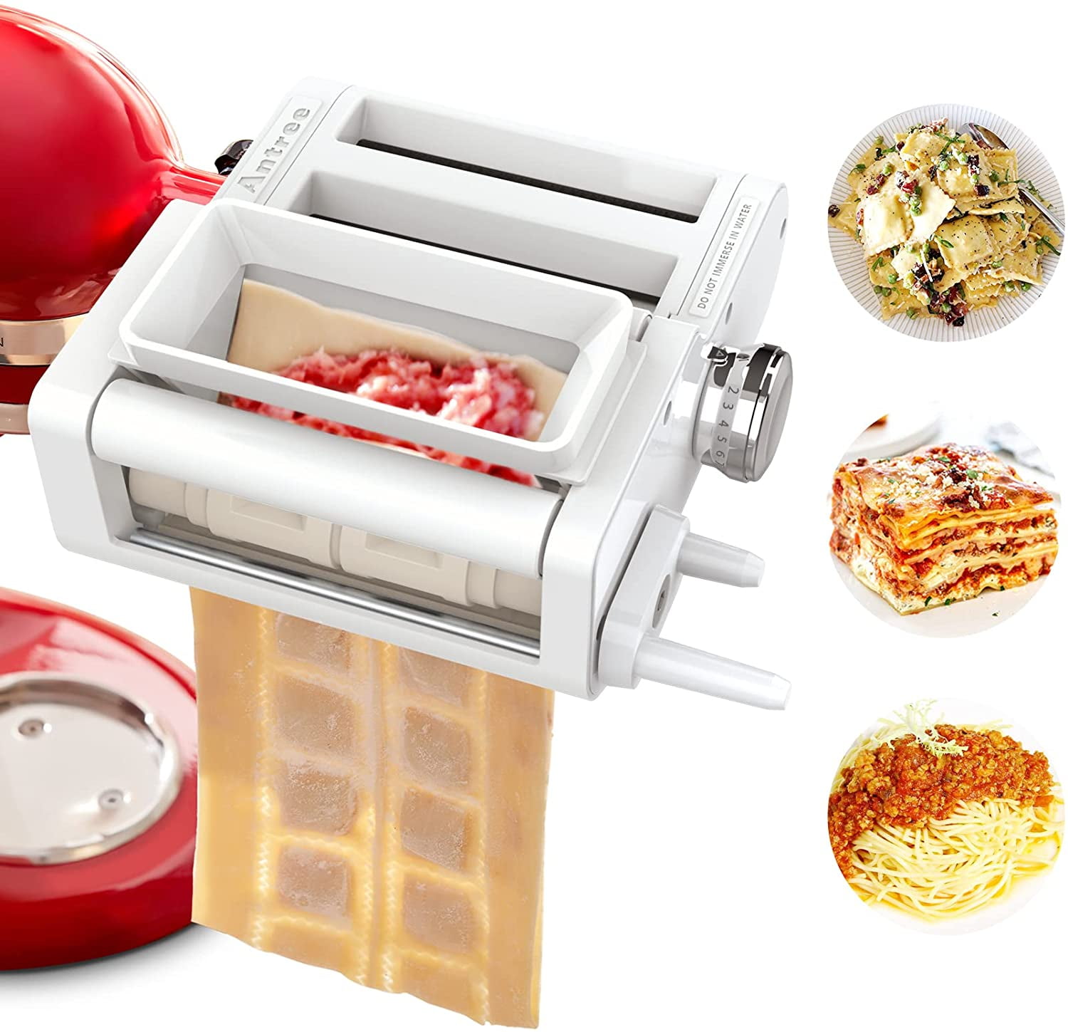3-IN-1 Pasta Attachment & Ravioli Attachment for KitchenAid Stand Mixers, Pasta Maker Assecories included Pasta Sheet Roller, Spaghetti Cutter and Ravioli Maker Attachment