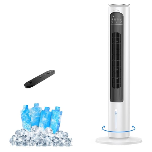 AEROZY 3-in-1 Portable Evaporative Air Cooler, 2.5 l Removable Water Tank, 12-hour Timer, 70° Oscillation, 4 Ice Boxes for Bedroom, Home Office