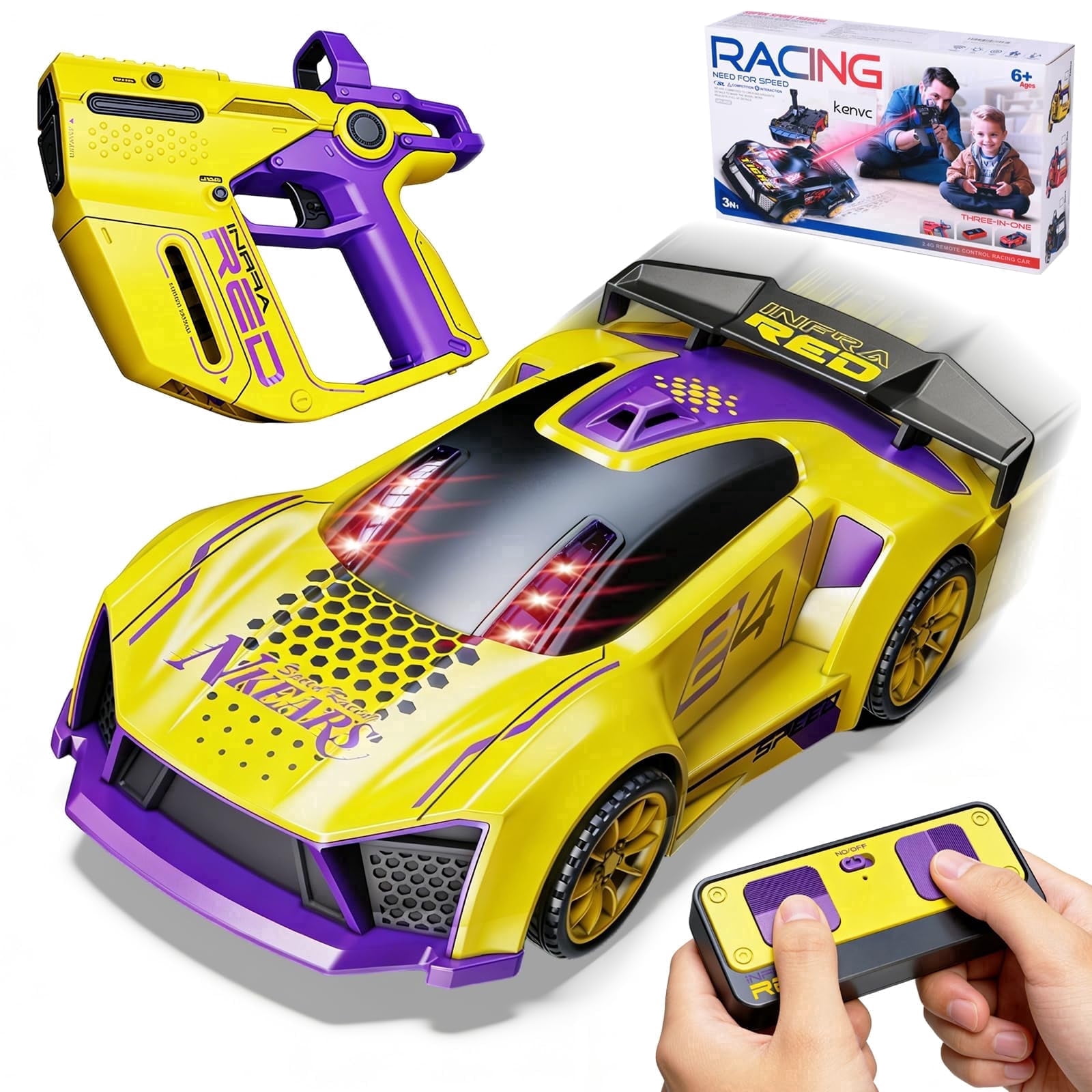 3 IN 1 Remote Control Car for Kids,2.4GHz RC Stunt Car Toys with Flip Effects,Racing and Drifting,Family-Friendly,Gift for Boys Girls,Yellow