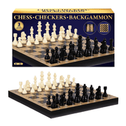 Classic Games, 3 in 1 Wooden Folding Board Set, Strategy, Chess, Checkers, Backgammon, Ages 6 and over