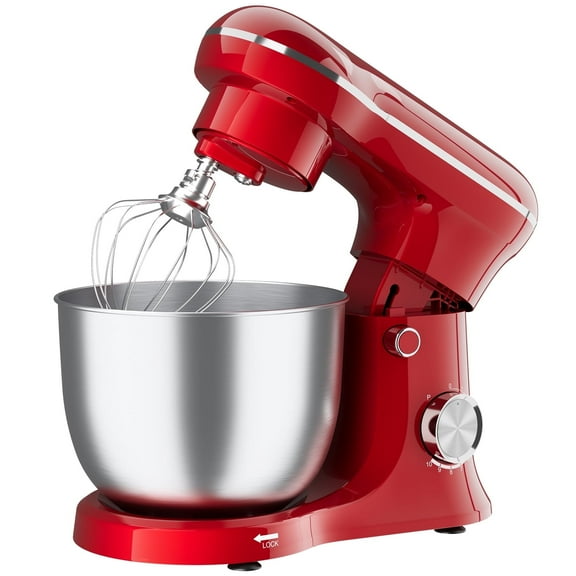 Dailygol 5.6 QT Stand Mixer,10-Speed Kitchen Electric Stand Mixer,with Flat Beater/Dough Hook/Balloon Whisk,Stainless Steel Bowl-Red