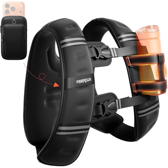 3-in-1 Weighted Vest Kit with Phone Holder & Water Pocket, 12lb Chest-friendly Vest for Running, Walking, Workout, Fitness, Cardio, Training & Strength Building