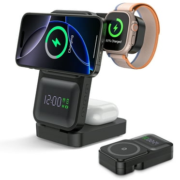 3 in 1 Charging Station for iPhone, 15w Fast Wireless Charger for iPhone 16e 16 15 14 13 12 11 X Pro Max & iWatch Series - Wireless Charging Stand for AirPods 4 3 2 Pro