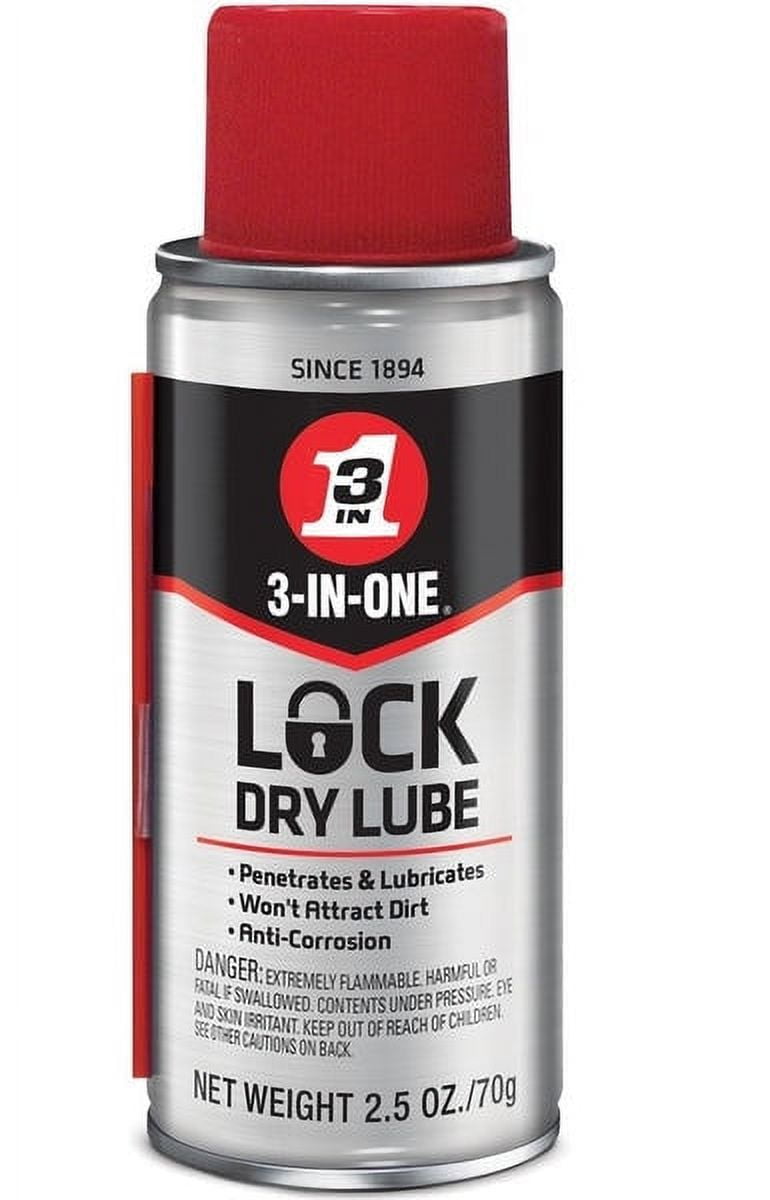 3-IN-ONE 120074 Lock Dry Lube Machine & Tool Lubricant Spray, 2.5 Oz - Clear