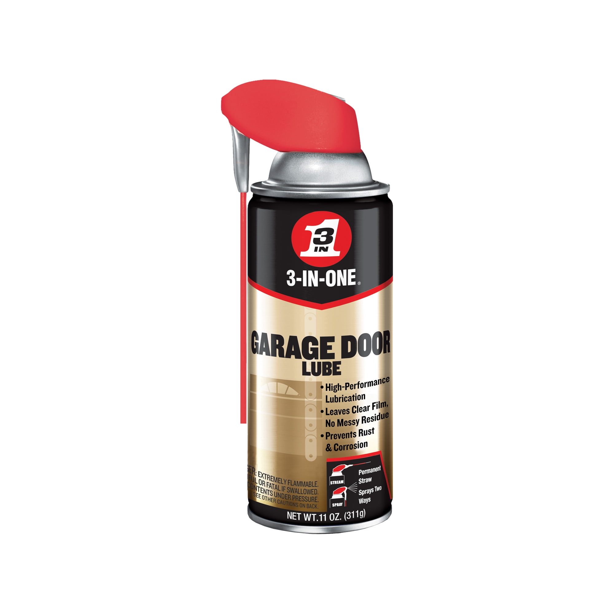 3-IN-ONE Professional Garage Door Lubricant with Smart Straw Sprays 2 Ways, 11 oz, 100584