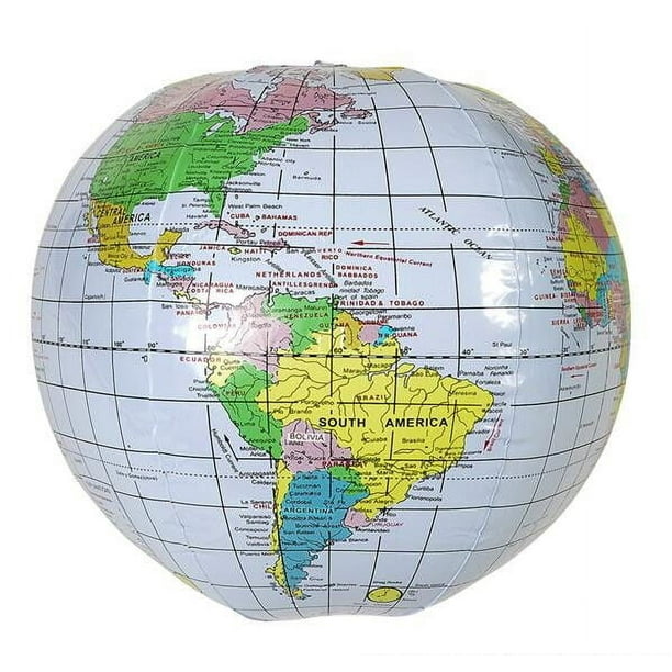 3 INFLATABLE GLOBES 16" BEACH BALL INFLATE MAP TEACH WORLD GEOGRAPHY