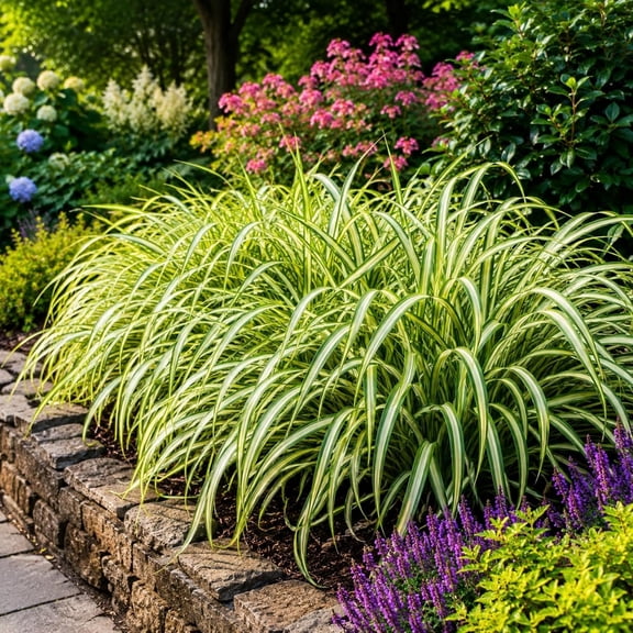 3 Ice Dance Japanese Sedge Carex Live Plant Plugs Evergreen Ornamental Grass Starter Plants Shade Tolerant Variegated Carex for Borders, Ground Cover & Landscaping