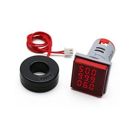 3 In 1 22Mm Digital Voltmeter Ammeter 60-500V 0-100A 20~75Hz Ac Current Frequency Meter Indicator Tester Square Led Signal Light White Smile Home