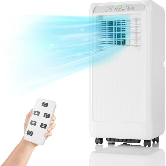 3-In-1 8000 BTU Portable AC Unit, Cooling, Dehumidifying & Fan, Low Noise, Smart Control, Easy to Move, Air Quality Improved, White