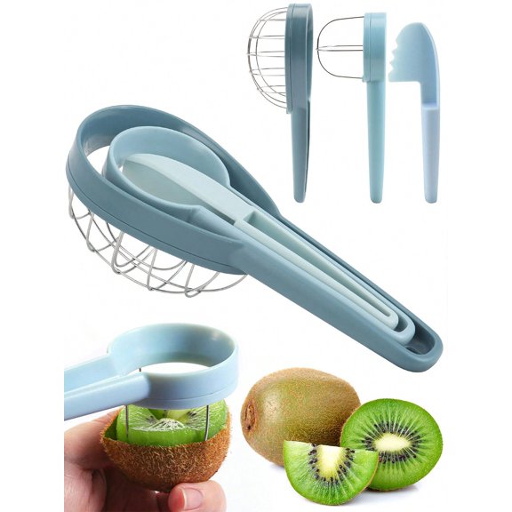 3 In 1 Avocado Slicer Peeler Pit Remover Stainless Steel Avocado Tool Kiwi Cutter Fruit Scoop Salad Kitchen Gadgets Blue