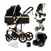 3 In 1 Baby Pram Stroller With Baby Bassinet & Infant Carrycot And Cup Holder