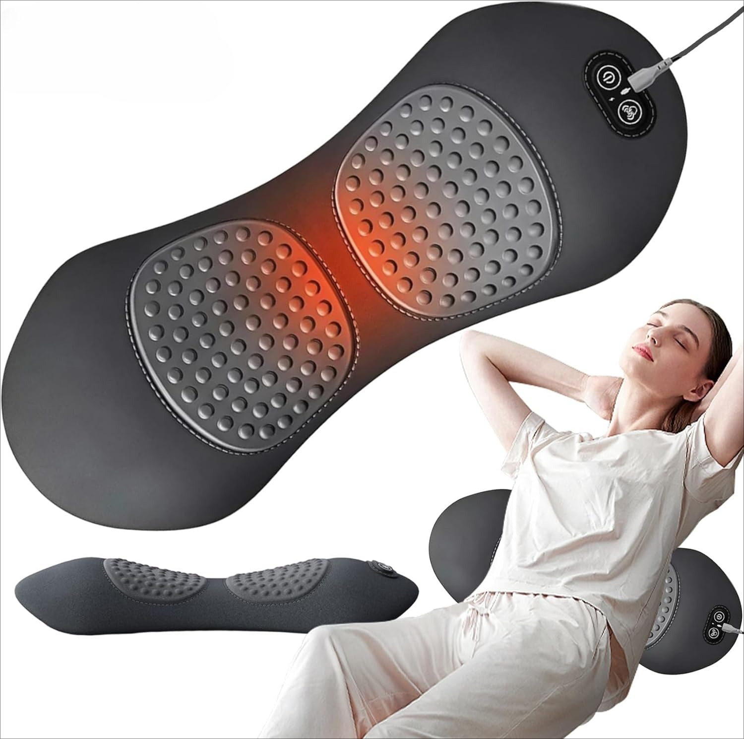 3 In 1 Back Massager, Portable Core Relief Electric Massage Cushion ...