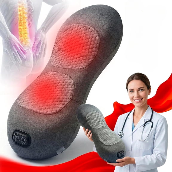3 In 1 Back Massager, Waist Wedge Bolster, Lumbar Support Pillow For Bed With Heat, Vibration, Traction, Usb Powered For Deep Tissue Relaxation