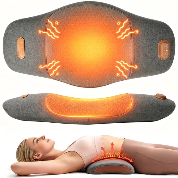 Morfone Back Massager with Heat and Vibration, Ergonomic Lumbar Support Pillow for Lower Back Relaxation, Deep Tissue Massager for Bed, Chair, Office, Home Use