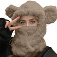 thumbnail image 1 of 3 In 1 Beanie Hat With Scarf And Mask Cold Warm Fleece Beanies Women Ear Muff Face Masks Funny With Ear Neck Scarf Grey, 1 of 6