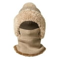 thumbnail image 1 of 3 In 1 Beanie Hat With Scarf And Mask Cozy Womens Scarves Soft Face Masks Scarfs Warm Winter Clothing Beanies Hats Khaki, 1 of 8