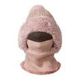 thumbnail image 1 of 3 In 1 Beanie Hat With Scarf And Mask Cozy Womens Scarves Soft Face Masks Scarfs Warm Winter Clothing Beanies Hats Pink, 1 of 9