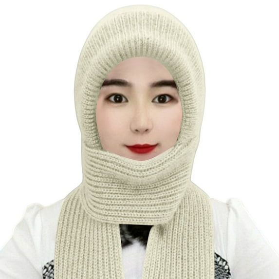 3 In 1 Beanie Hat With Scarf And Mask Warm Winter Beanies Hats Men Cozy Shawls And Wraps for Evening Dresses Face Mask White