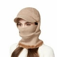 thumbnail image 1 of 3 In 1 Beanie Hat With Scarf And Mask Warm Winter Scarves Fitness Faux Fur Shawl Pashmina Wraps Fall Fashion Must Have Women's Hats & Caps Khaki, 1 of 9