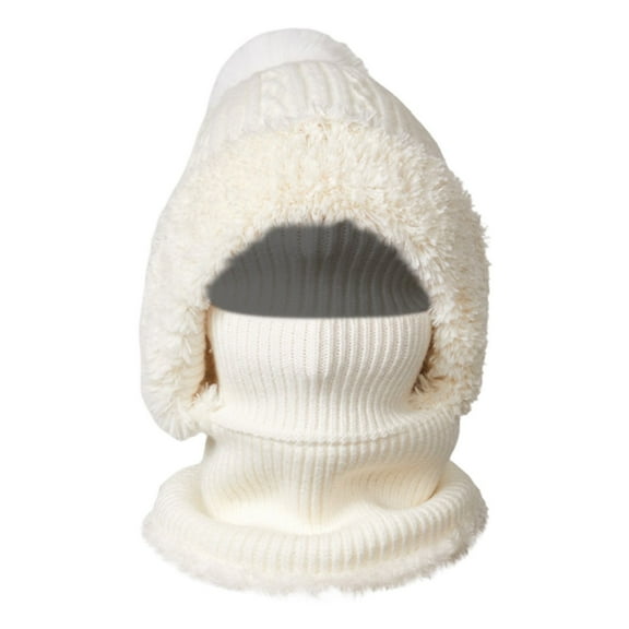 3 In 1 Beanie Hat With Scarf And Mask Warm Winter Scarves Fitness Faux Fur Shawl Pashmina Wraps Fall Fashion Must Have Women's Hats & Caps White