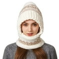 thumbnail image 1 of 3 In 1 Beanie Hat With Scarf And Mask Warm Winter Scarves Fitness Faux Fur Shawl Pashmina Wraps Fall Fashion Must Have Women's Hats & Caps White, 1 of 8