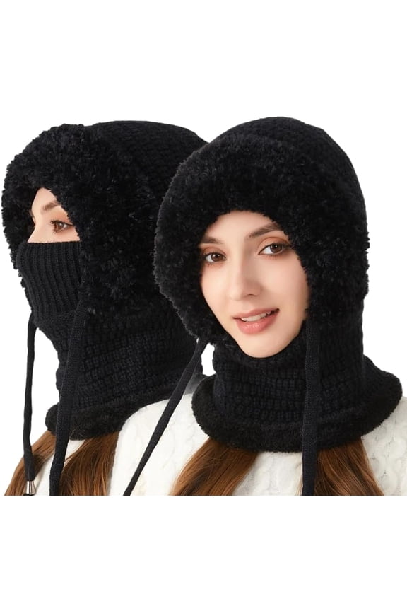 3 In 1 Beanie Hat with Scarf and Mask, Winter Warm Knitted Ski Scarf and Mask Set, for Outdoor Skiing, Hiking