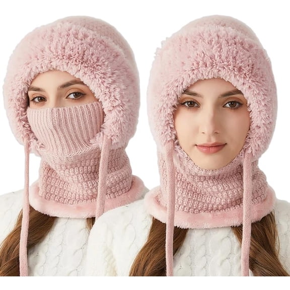 3 In 1 Beanie Hat with Scarf and Mask, Winter Warm Knitted Ski Scarf and Mask Set, for Outdoor Skiing, Hiking