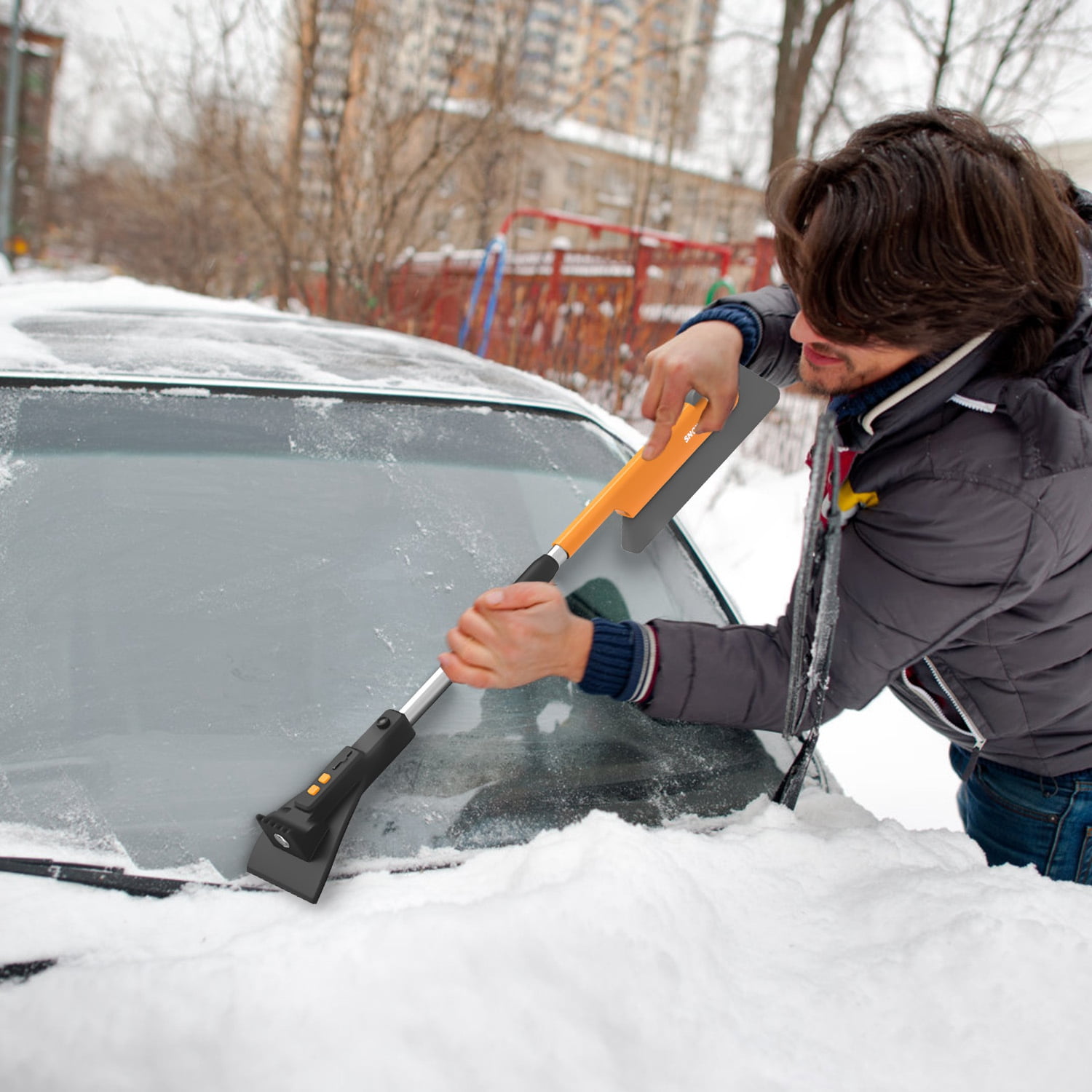 Car Snow Rake 3 In 1 Car Snow Removal Tool with Lights Ice Scrapers for Car ...