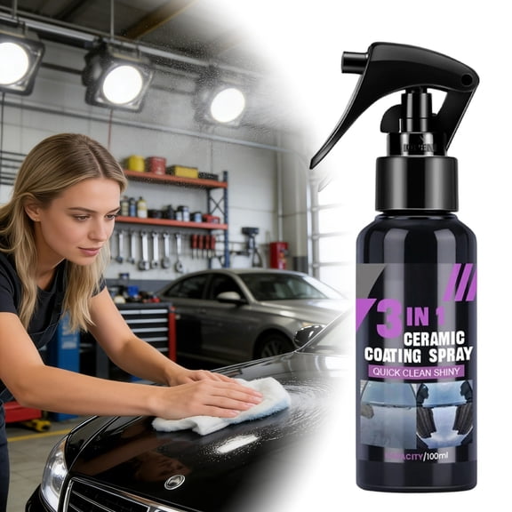 3 In 1 Ceramic Coating Spray, 100ml Car Polish Sealant, Quick Clean Shine Detailing Spray, For Automotive Exterior,