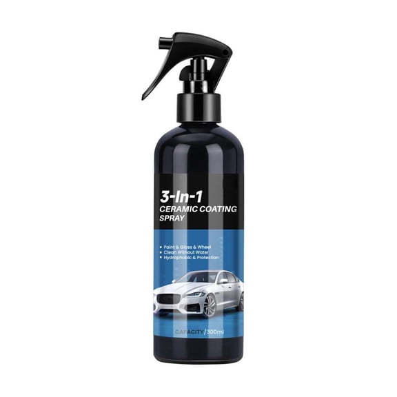 3 In 1 Ceramic Coating Spray For Cars - Waterless Hydrophobic Protective Polish, 300ml (10.1 Fl Oz) - 1 Pack
