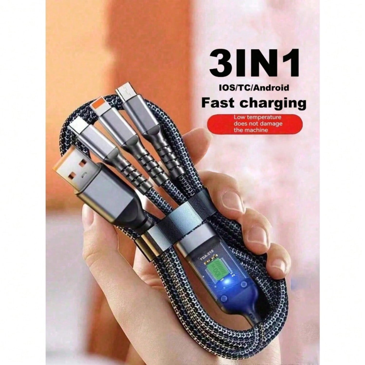 Shop Retractable PD 100W 3 in 1 USB Type-C Micro Fast Charging Cable Charger Cord - Dick Smith