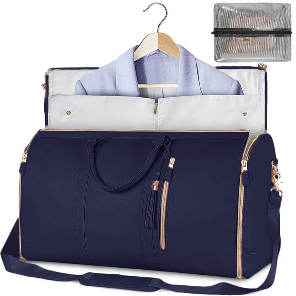 3 In 1 Convertible Garment Bags For Travel, Suits Dress Hanging Bags For Men Women, With Shoe Pouch Business Bag Weekend Bag,Blue