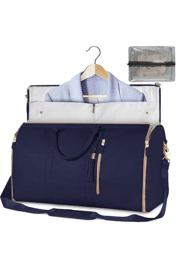 3 In 1 Convertible Garment Bags For Travel, Suits Dress Hanging Bags For Men Women, With Shoe Pouch Business Bag Weekend Bag,Blue