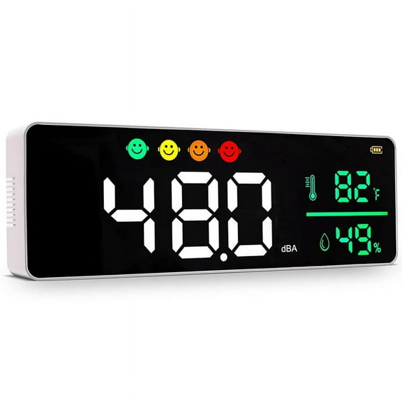 Decibel Meter Sound Level Reader+Humidity & Temperature, Classroom Noise Meter,Decibel Reader Noise Decibel Meter