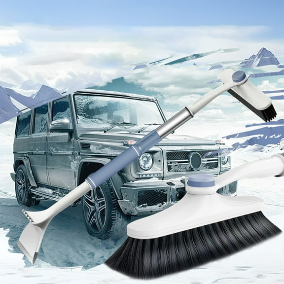 3-In-1 Detachable Car Snow Brush & Ice Scraper with Extendable Handle & Foam Grip for Suv Truck Windshield Cleaning