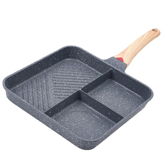 3 In 1 Divided Saute Pan Divided Pan For Cooking Nonstick Egg Frying Pan For Pancakes And Sausage Omelet Pan For Indoor Cooking & Outdoor Grilling