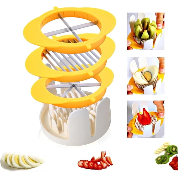 3-In-1 Egg Slicer with Sharp Stainless Steel Blades, Heavy Duty Multi-Purpose Fo
