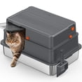 thumbnail image 1 of XXXL Stainless Steel Litter Box, 3 in 1 Enclosed Litter Box for Big Cats, Multi-Cats Families,Non-Sticky, Anti-Leakage, 1 of 8