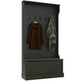 thumbnail image 1 of 3-In-1 Entryway Hall Tree with Storage Bench, Coat Rack with Four Hooks and Shoe Storage, Black, 1 of 9